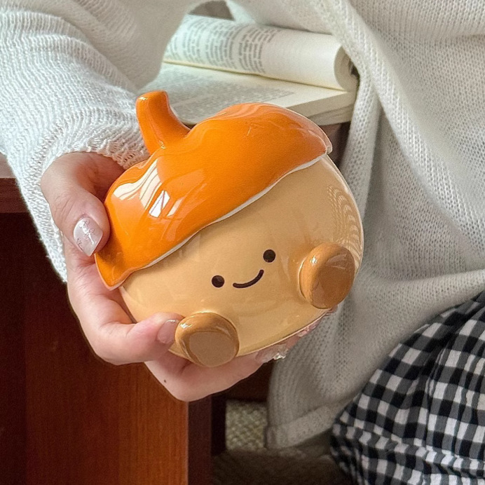 Ceramic Chestnut Ashtray with Smile Print​