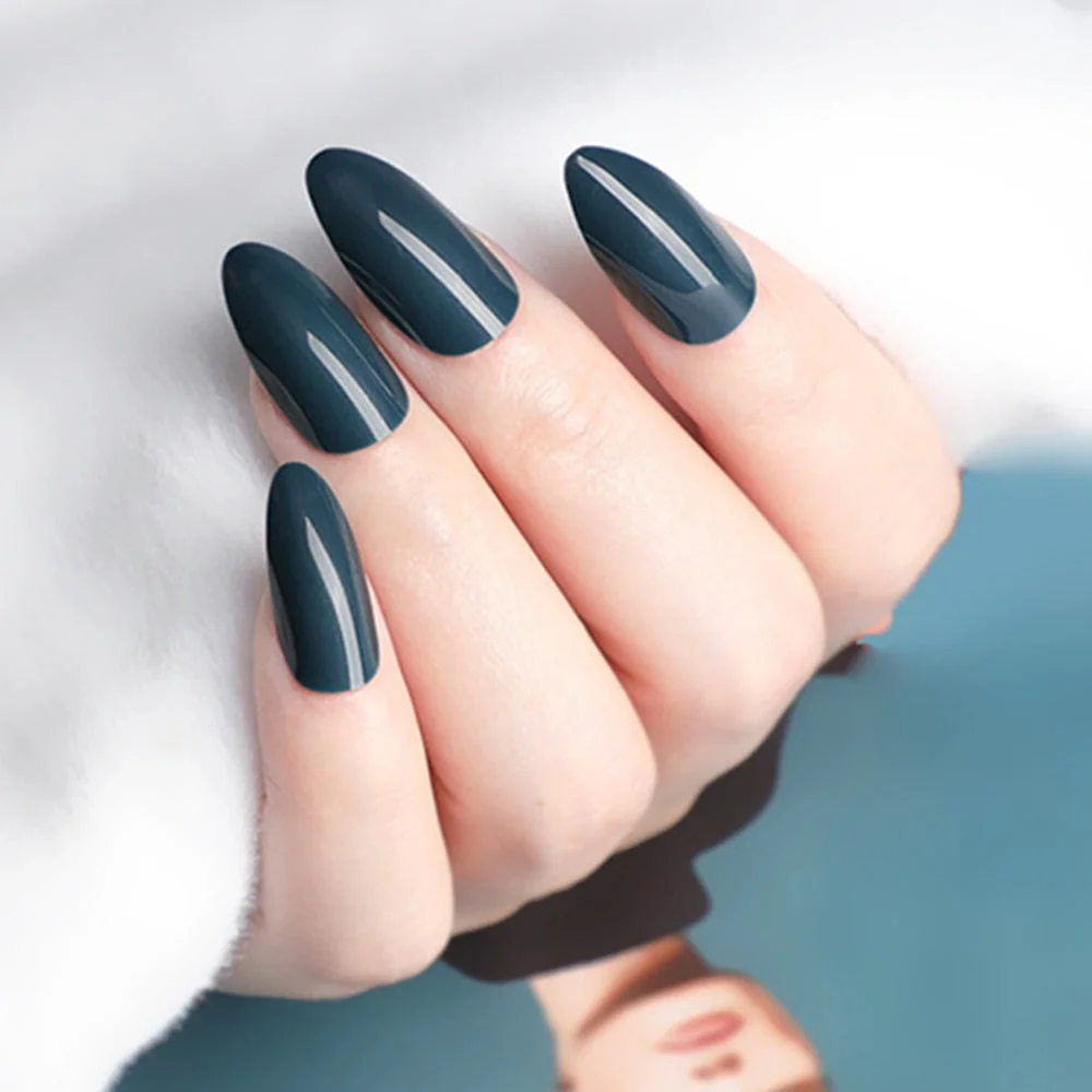 24Pcs Shiny White Short Stiletto False Nails With Jelly Glue DIY Artificial Fake Nails Art Tips Press On Manicure Tools-Nail Inspo