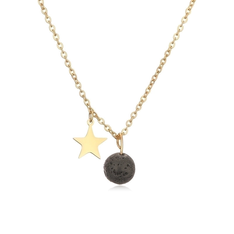Casual Minimalist Star 304 Stainless Steel Natural Stone Plating Pendant Necklace