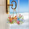 (US Only)6Pcs DIY Dragonfly Special Shape 5D Diamond Art Keychain for Birthday Gift
