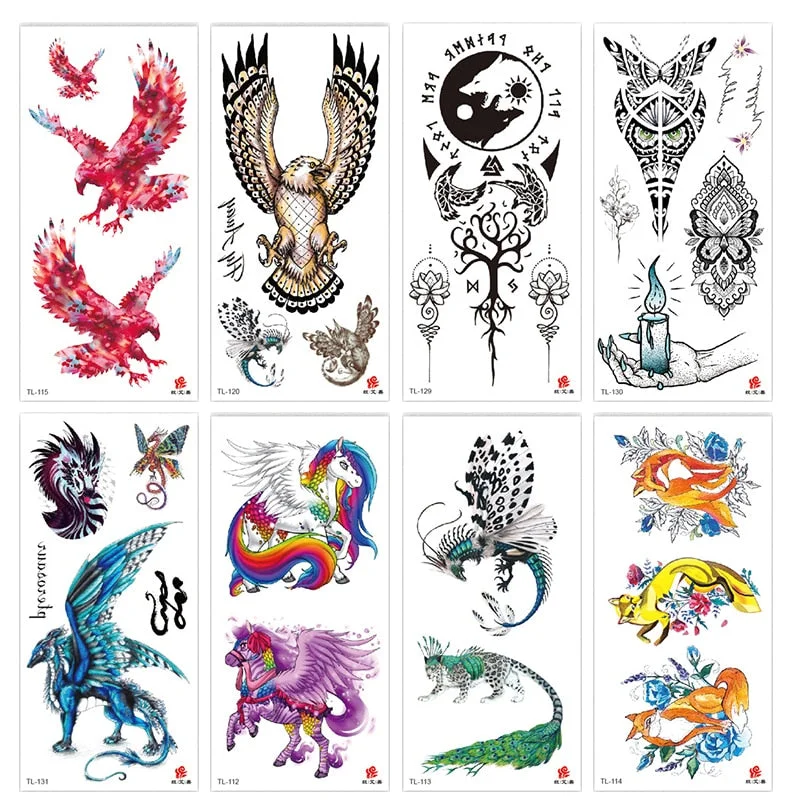 Flower arm waterproof tattoo stickers half arm painted animal durable waterproof European and American temporary tattoo stickers