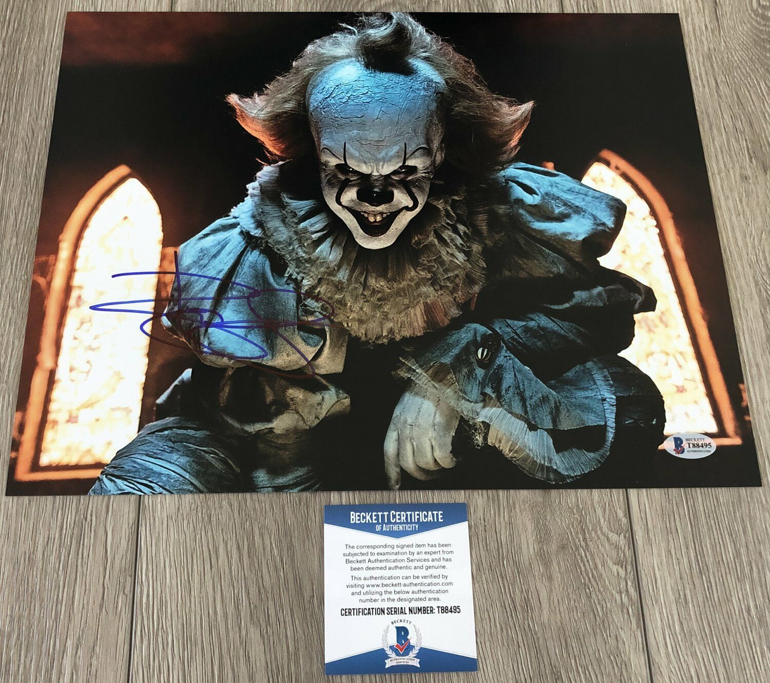 BILL SKARSGARD SIGNED IT PENNYWISE 11x14 Photo Poster painting B w/EXACT PROOF & BECKETT BAS COA