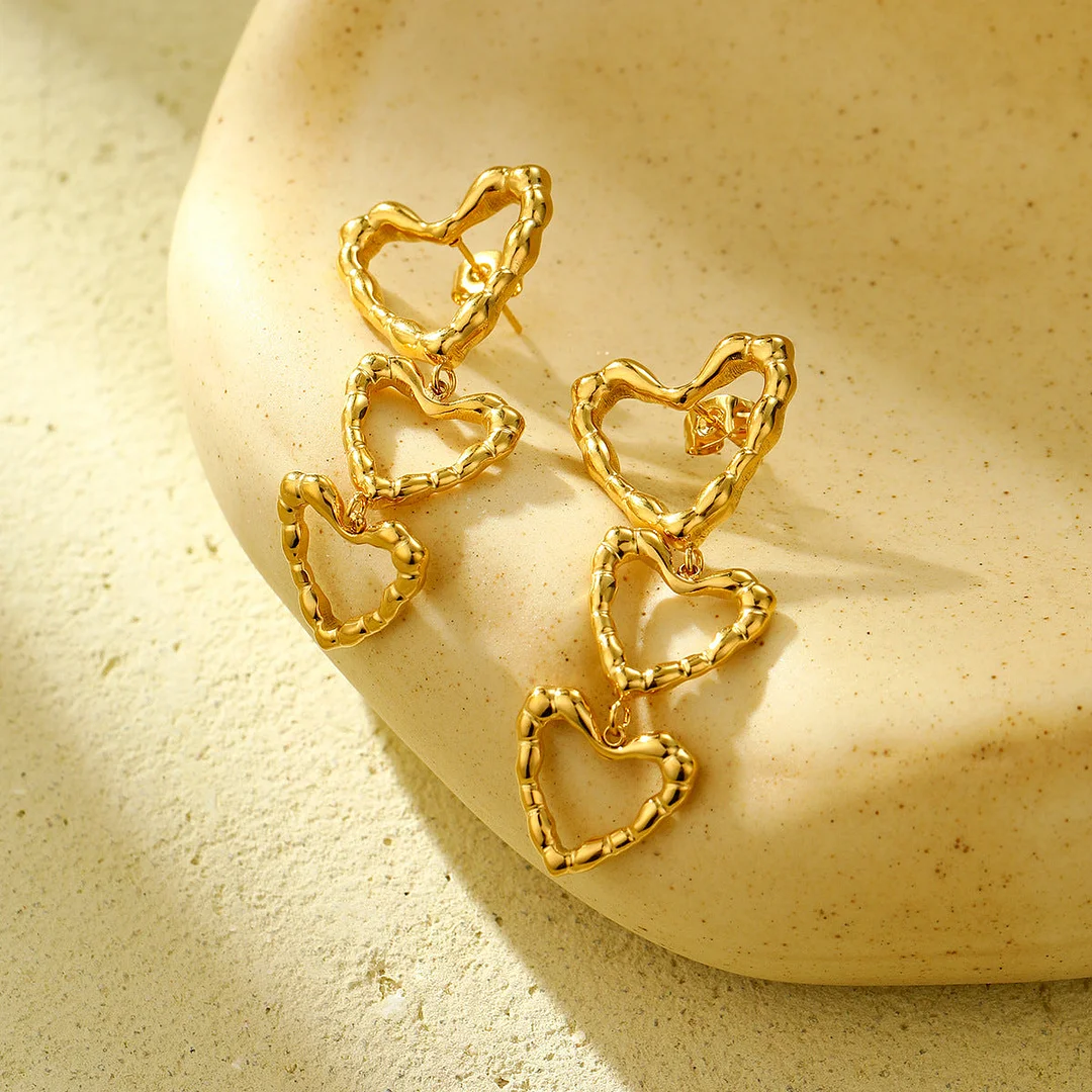 Creative Love Tassel Titanium Steel Earrings