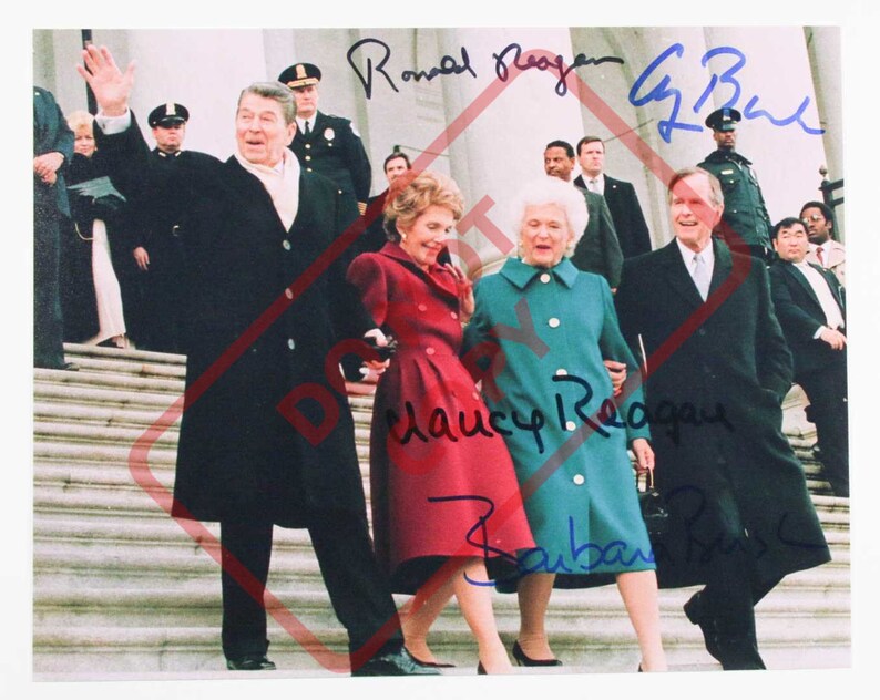 Ronald Reagan George Bush Nancy Reagan Barbara Bush 8.5x11 Autographed Signed Reprint Photo Poster painting