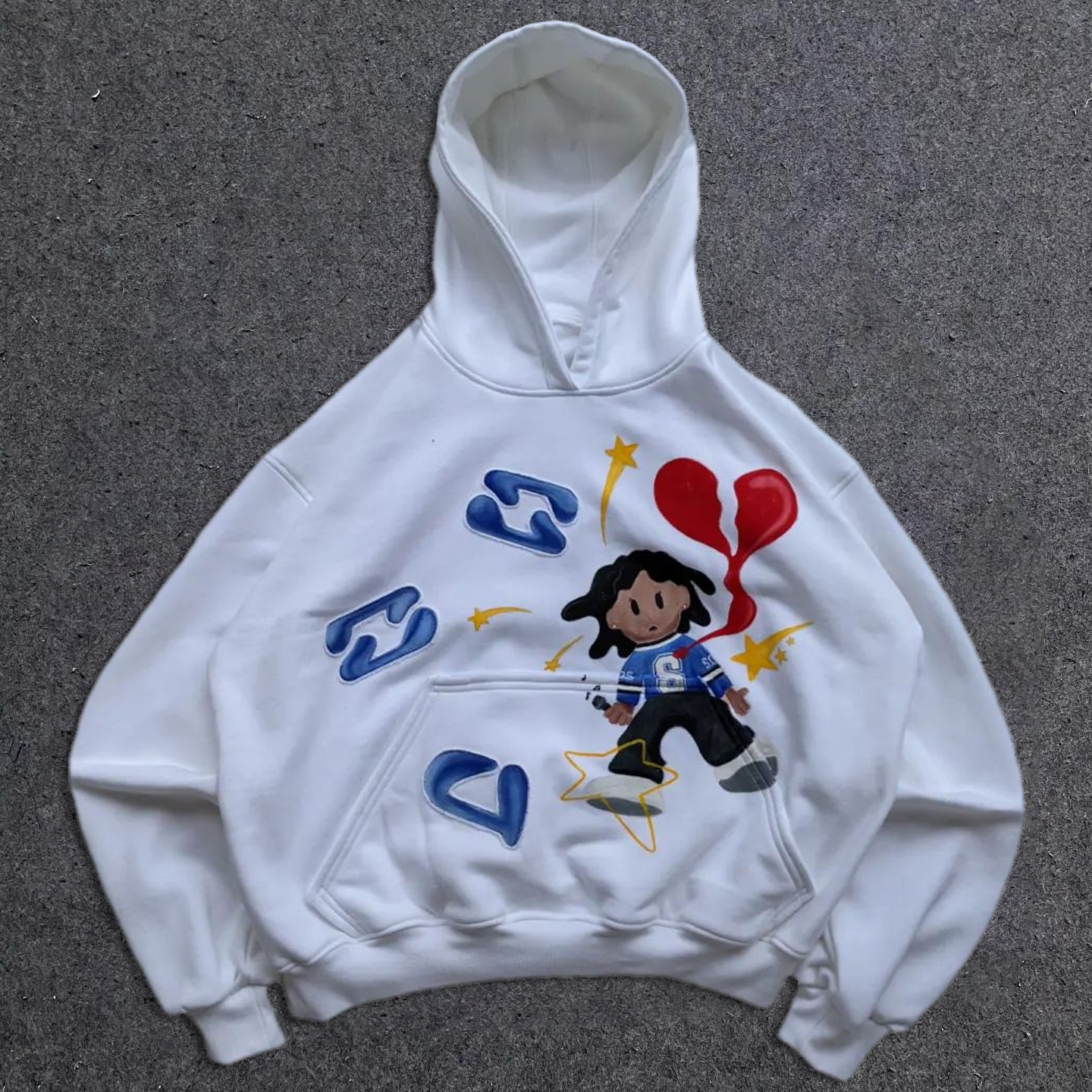 Music Print Loose Long Sleeve Hoodie