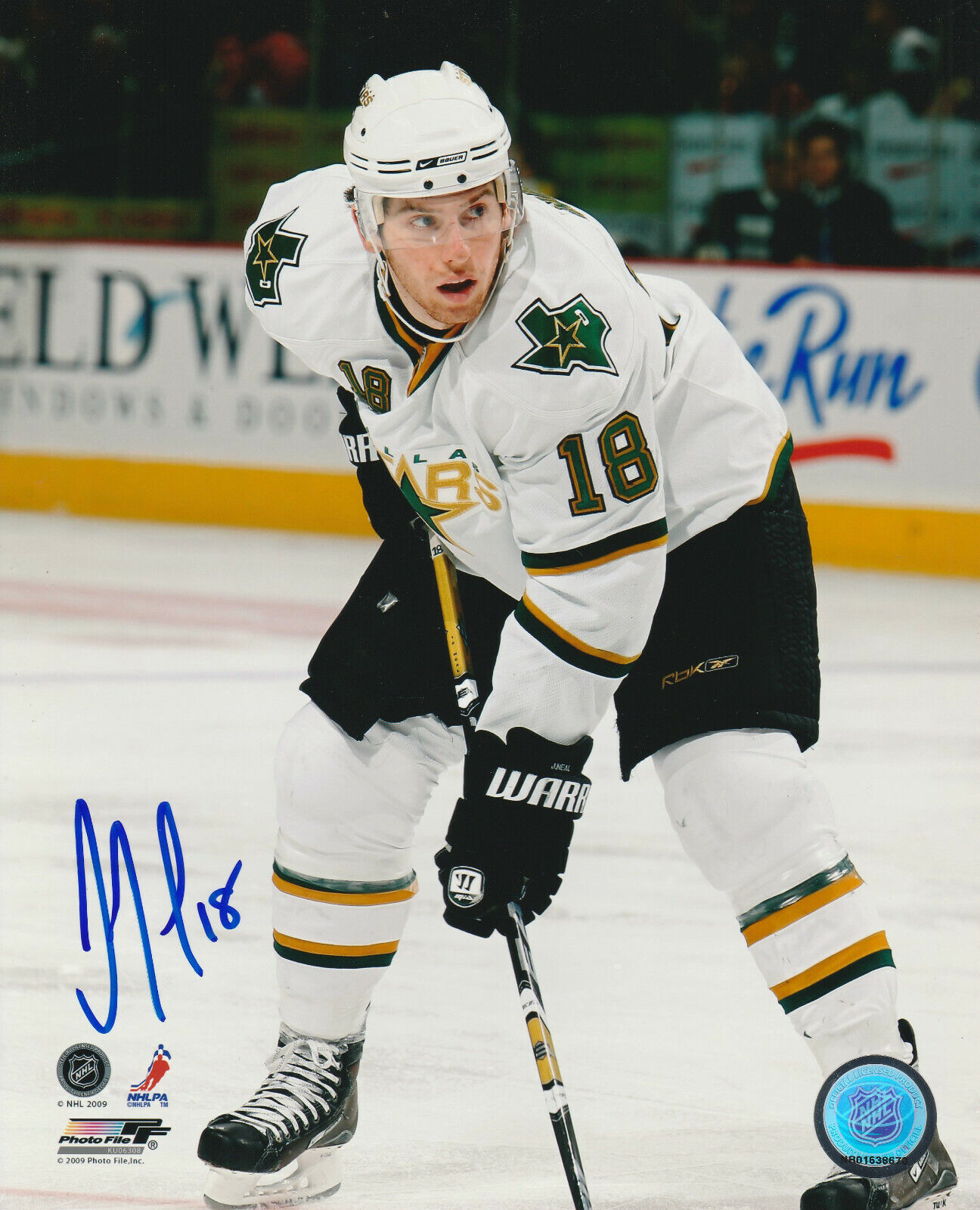 JAMES NEAL SIGNED DALLAS STARS 8x10 Photo Poster painting! Autograph