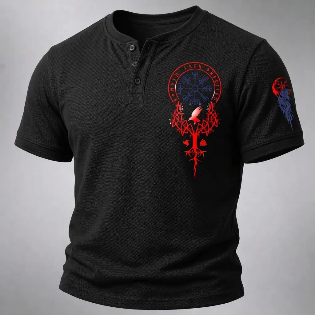 Norse Mythology Viking-Print Men's Casual Top