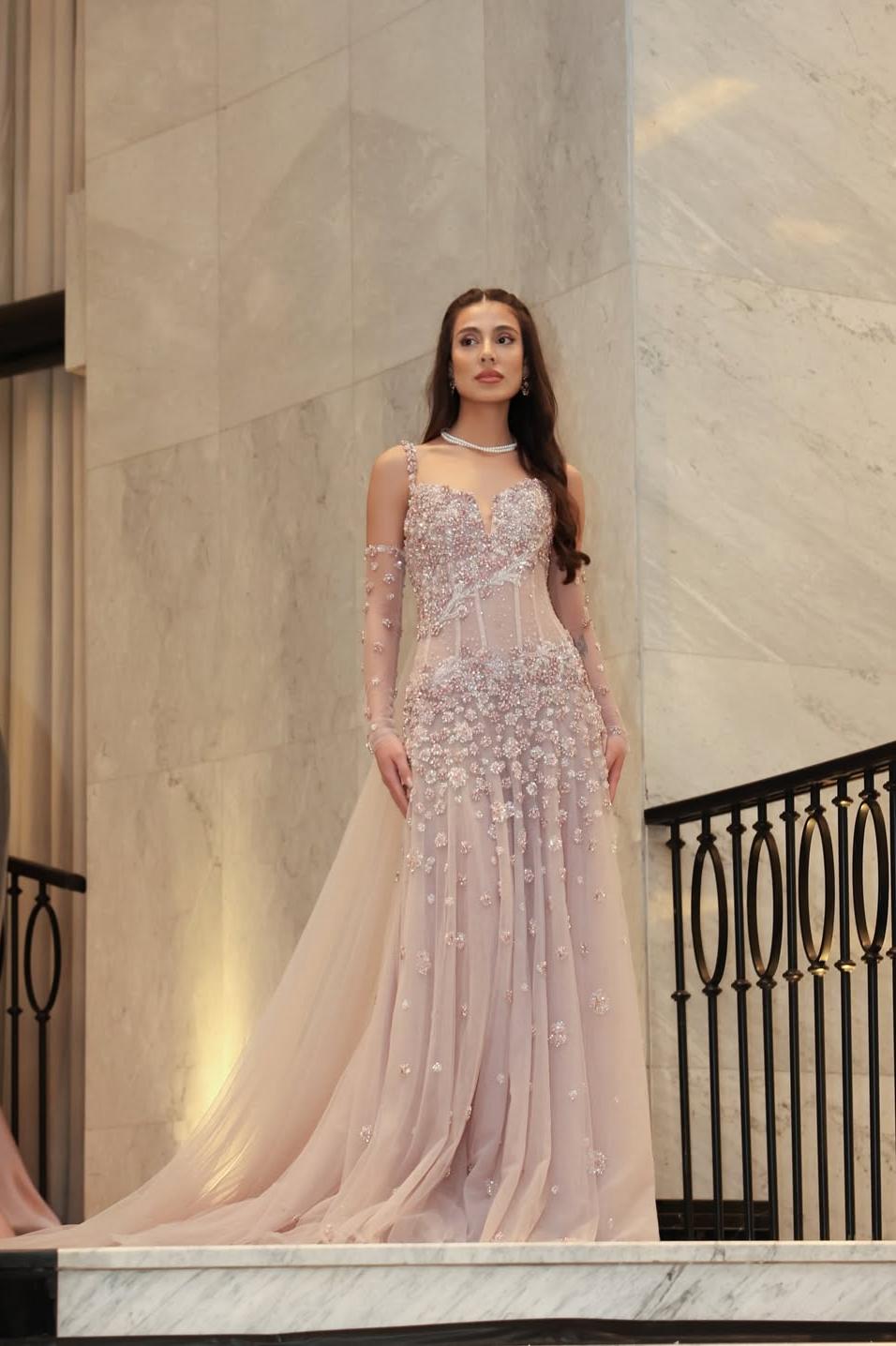 Lussooy Luxurious Candy Pink Spaghetti Strap Sequins Sweetheart Prom Dress with Gloves  