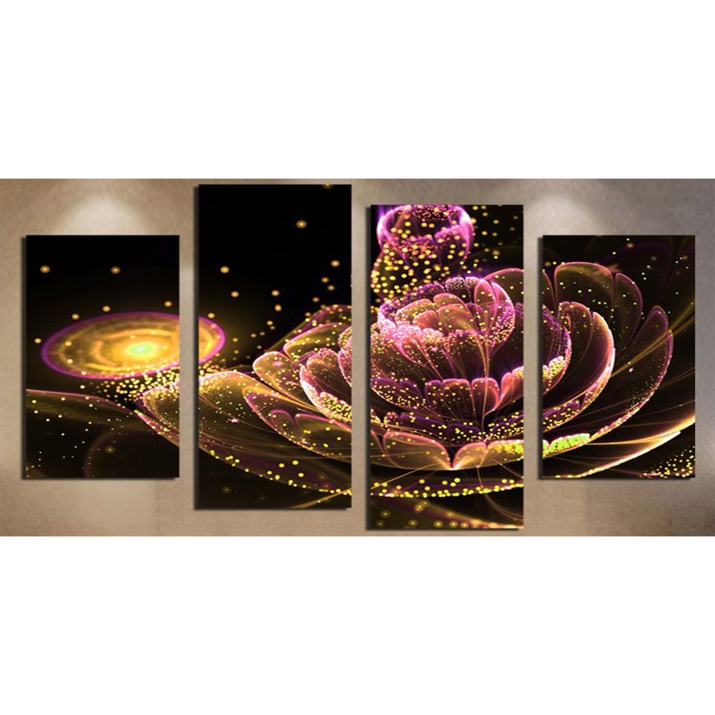 Glowing Flower 5 Panels 80*40cm(canvas) full round drill diamond painting