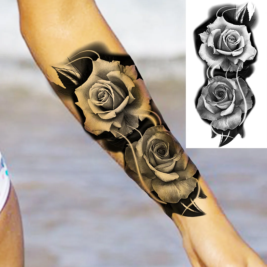 Sdrawing Skull Halloween Skeleton Temporary Tattoo For Men Adults Realistic Lion Tiger Wolf Scary Fake Tattoo Sticker Forearm Tatoo