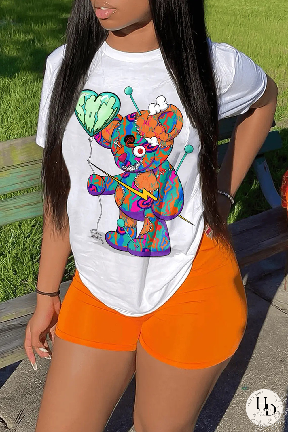 White Red Casual Print Patchwork O Neck Short Sleeve Two Pieces