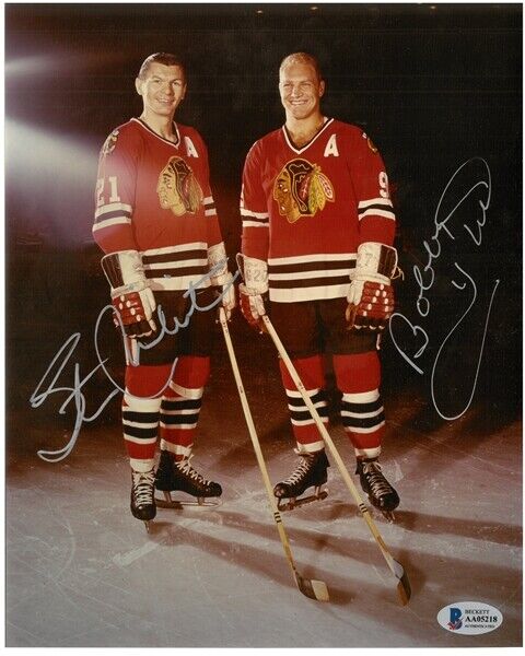 Stan Mikita & Bobby Hull signed Chicago Blackhawks 8x10 Photo Poster painting BAS Beckett COA