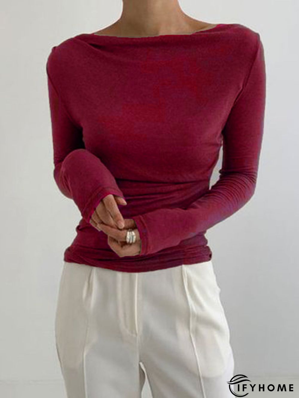 Long Sleeve Skinny Lady Solid Top | IFYHOME