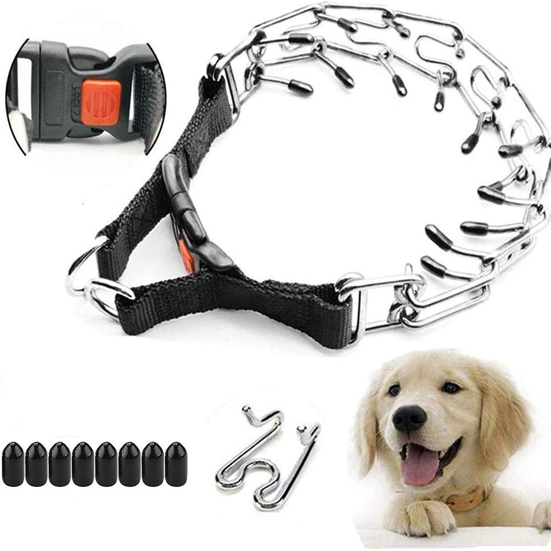 Dog Prong Collar Training Metal Gear Pinch For Dogs With Quick Release Snap Buckle