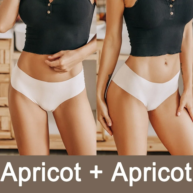 2PCS/Set Seamless Panties Women Sexy Underwear V Desgin Waist Briefs Plus Size Brazillian Pantys Female Lingerie Underpants