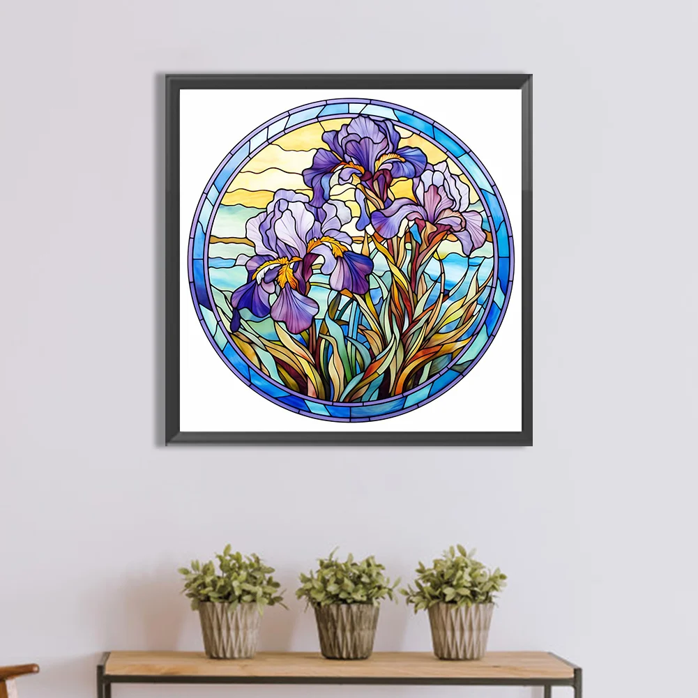 Diamond Painting - Full Round Drill - Stained Glass Flower(30*30cm)