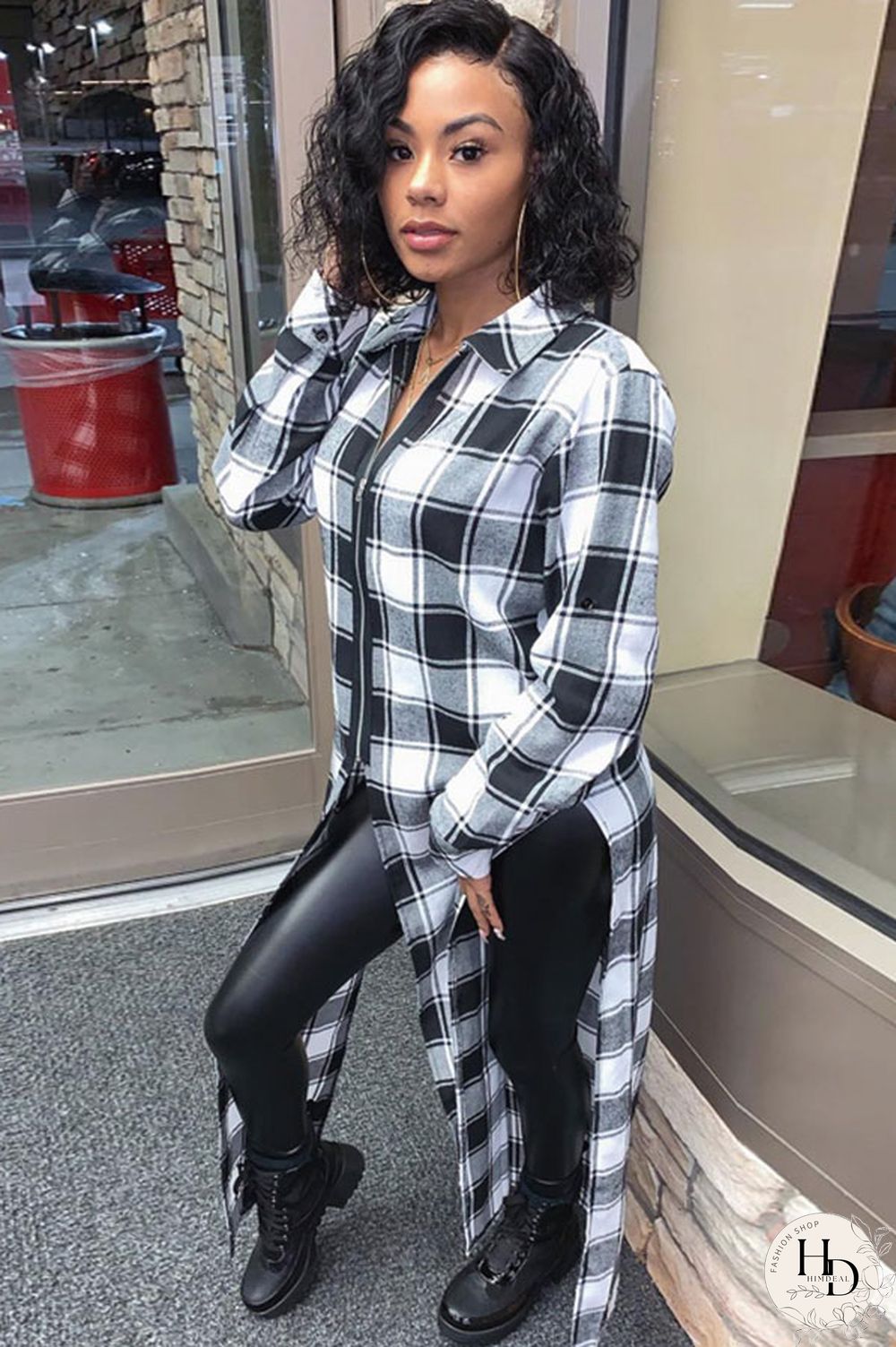 White Polyester Turndown Collar Long Sleeve Split Patchwork Zippered Blouses & Shirts