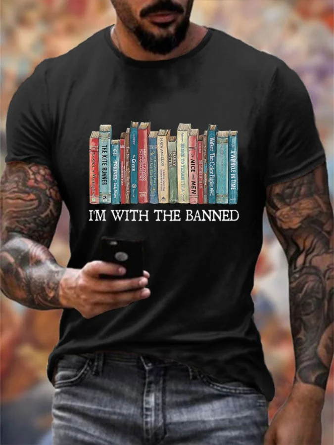Men's  I'm With The Banned Books Crew Neck T-Shirt socialshop