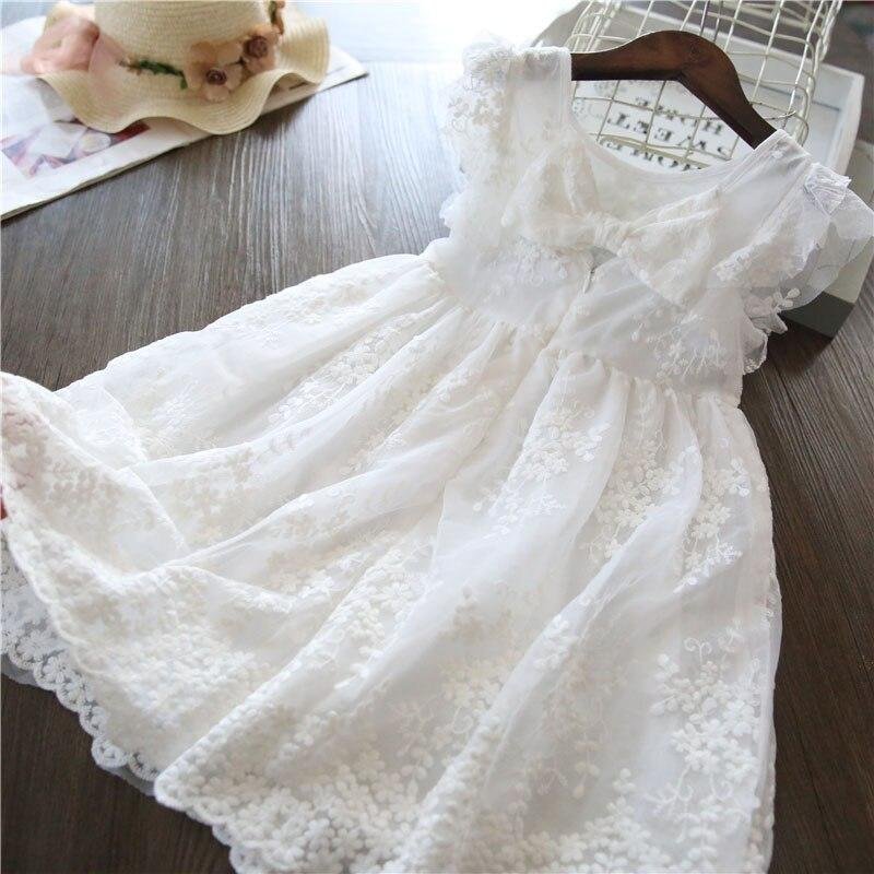 2021 Summer New Girls Dress Flower Embroidery Birthday Party Dresses 3-8 Years Old Kids Girl Princess Prom Gowns Event Frocks