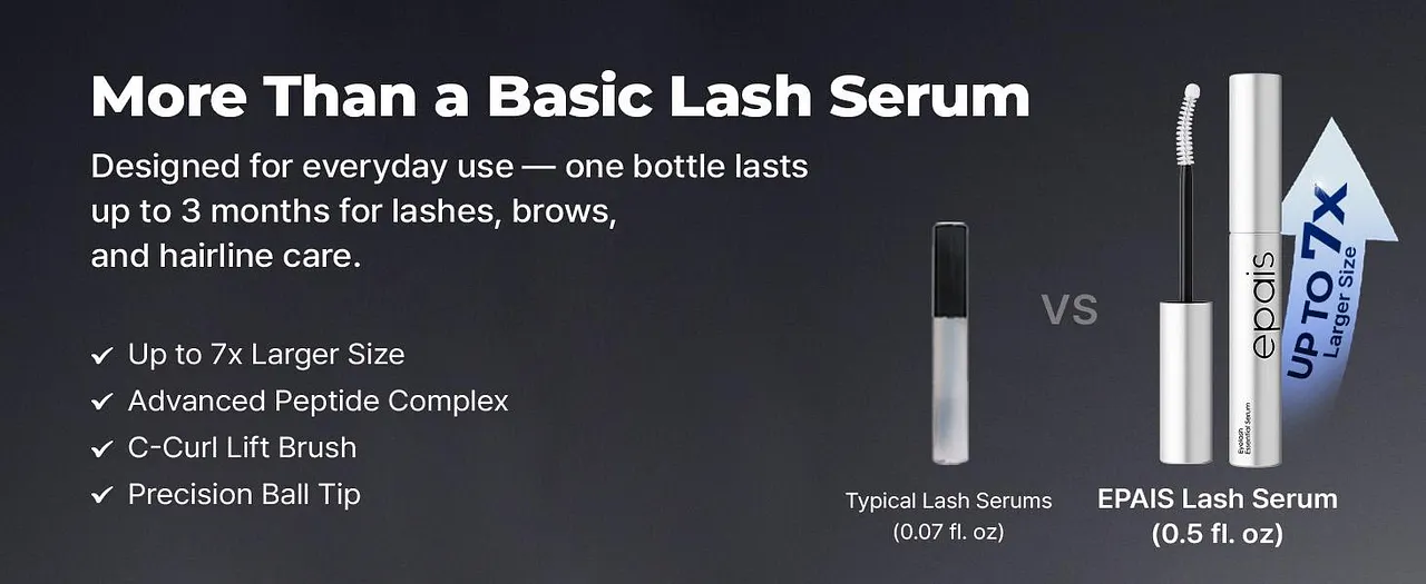 [EPAIS Official Shop] Essential Eyelash Growth Serum, Jumbo Size 0.5fl.oz - Safe & Gentle Lashes Care, Fuller, Thicker in 2 Weeks, Non-Prostaglandin