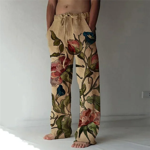 Men's Cotton Linen Pants Pant Casual Solid Pants