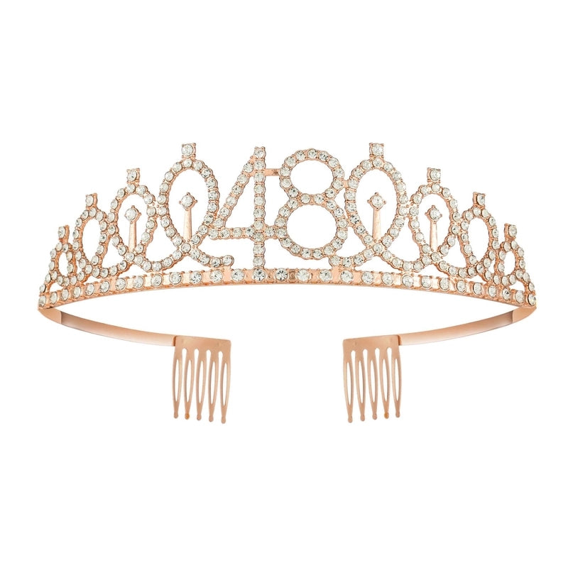 Women’s IG Style Shiny Number Crown Alloy Hollow Out Inlay Rhinestones Crown