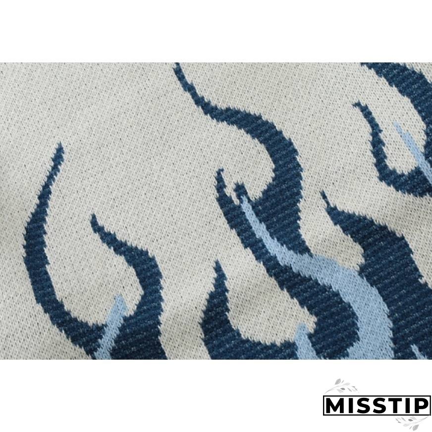 Two Tone Flame Pattern Knit Sweater