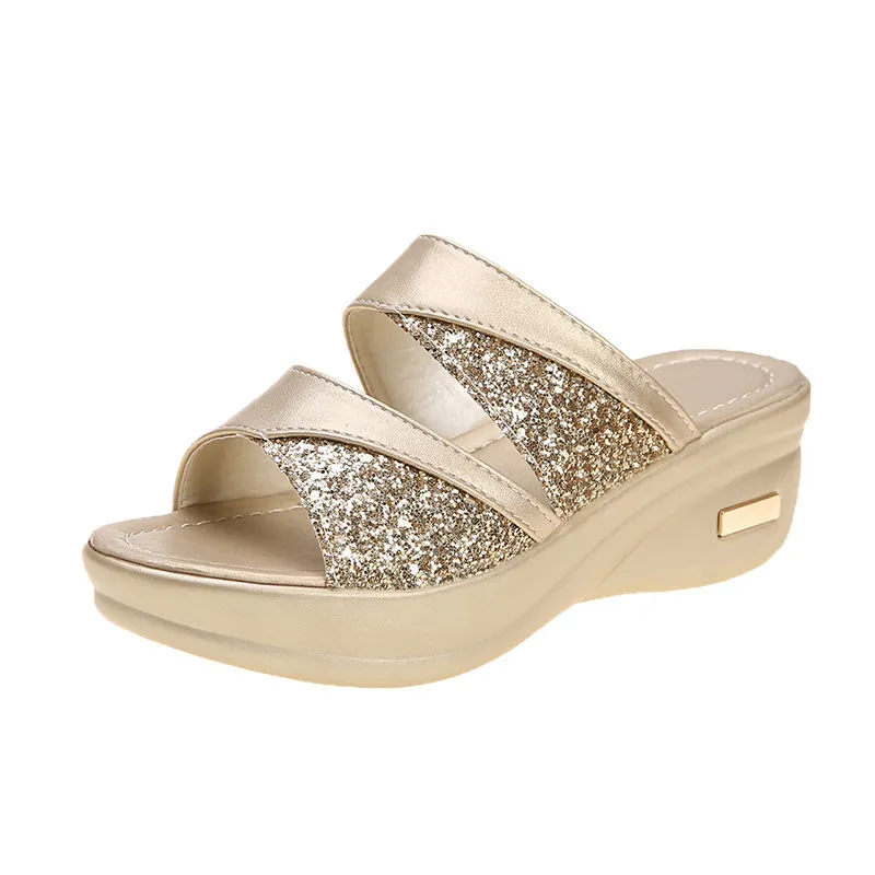 Yyvonne Slopes And Cold Slippers Women's Summer New Squint Fish Mouth Thick Bottom Wearing Slippers