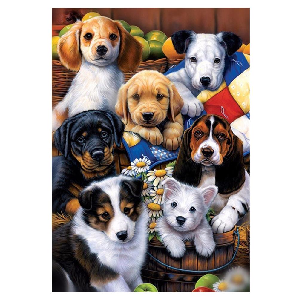 Paint Colorful Dog Round Drill Diamond Painting 40X30CM(Canvas) gbfke