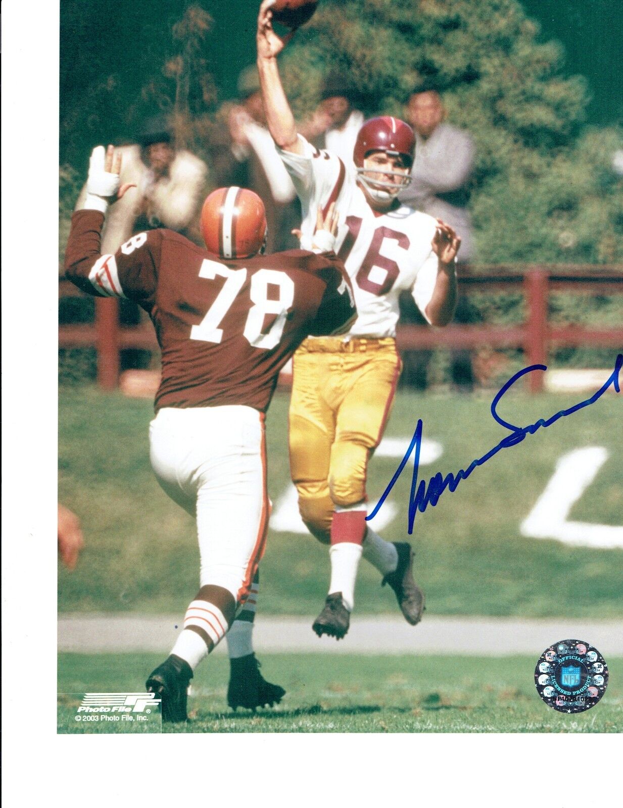 Autographed NORM SNEAD Washington Redskins 8x10 Photo Poster painting - w/COA