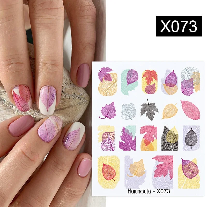 Harunouta Geometry Color Wave Love Heart Pattern Water Decals Stickers Butterfly Dragon Slider For Nails Art Decoration DIY-Nail Inspo