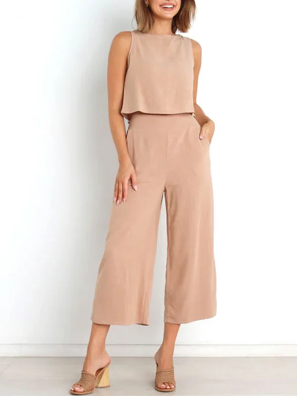 simple and comfortable sleeveless women's two-piece sets