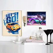 Shinevers Rocket League Game Poster Neon Video Game Canvas Painting Wall Art Picture for Modern Boy Room Living Room Home Decor Cuadros Wall Art
