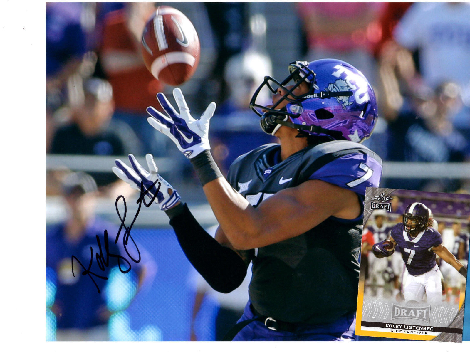 Kolby Listenbee signed autographed 8x10 football Photo Poster painting & card TCU Horned Frogs!