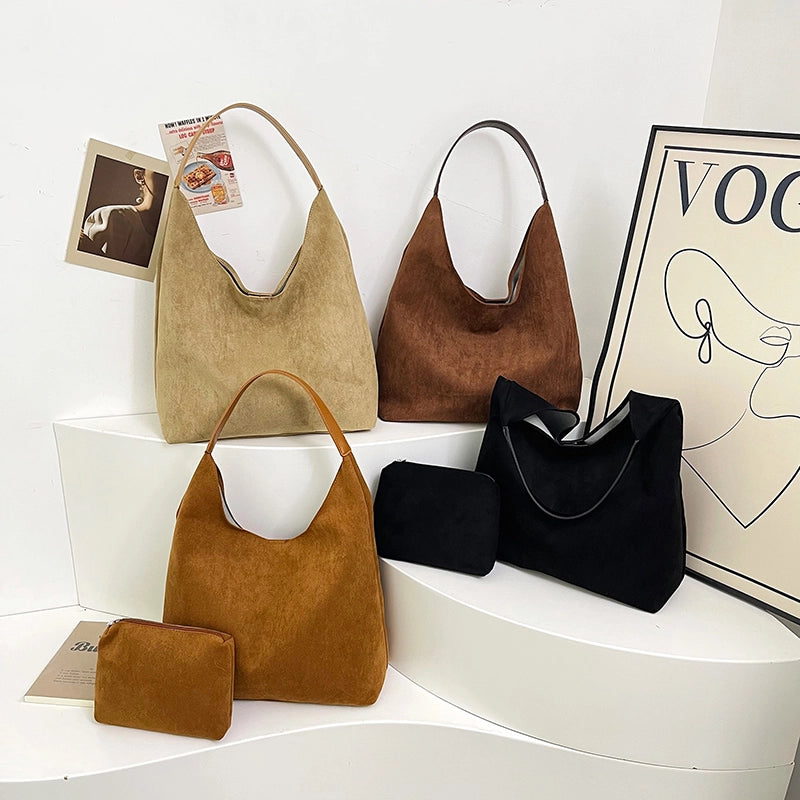 Women's Suede Solid Color Streetwear Square Magnetic Buckle Shoulder Bag