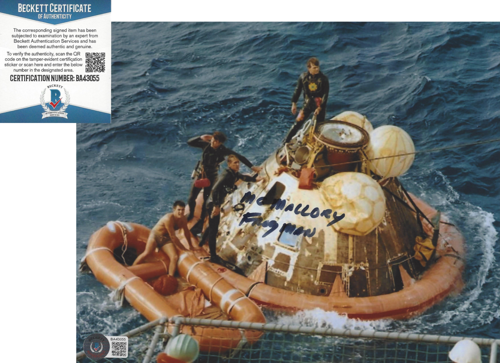 MIKE MALLORY SIGNED NASA APOLLO 11 RECOVERY FROGMAN 8x10 Photo Poster painting C BECKETT COA BAS