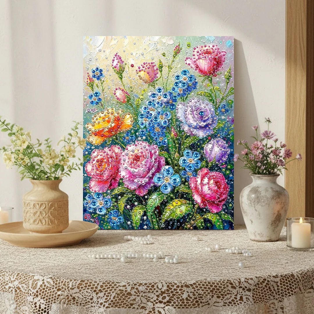 Garden - DIY Pearl Diamond Art Kit With Frame 40*50cm