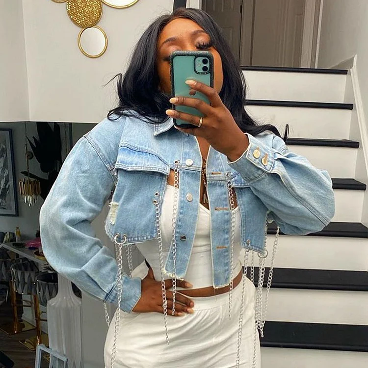 Women Denim Jacket Short Worn Denim Jacket Women's Fashion