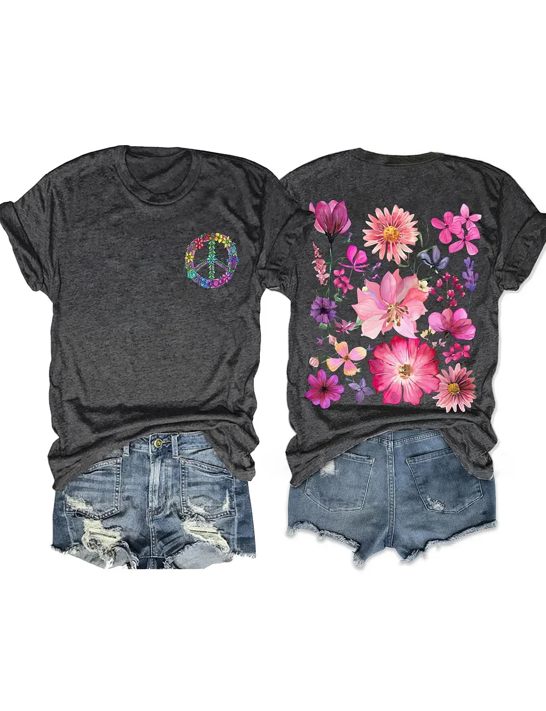 Peace Flower Print Women's T-shirt