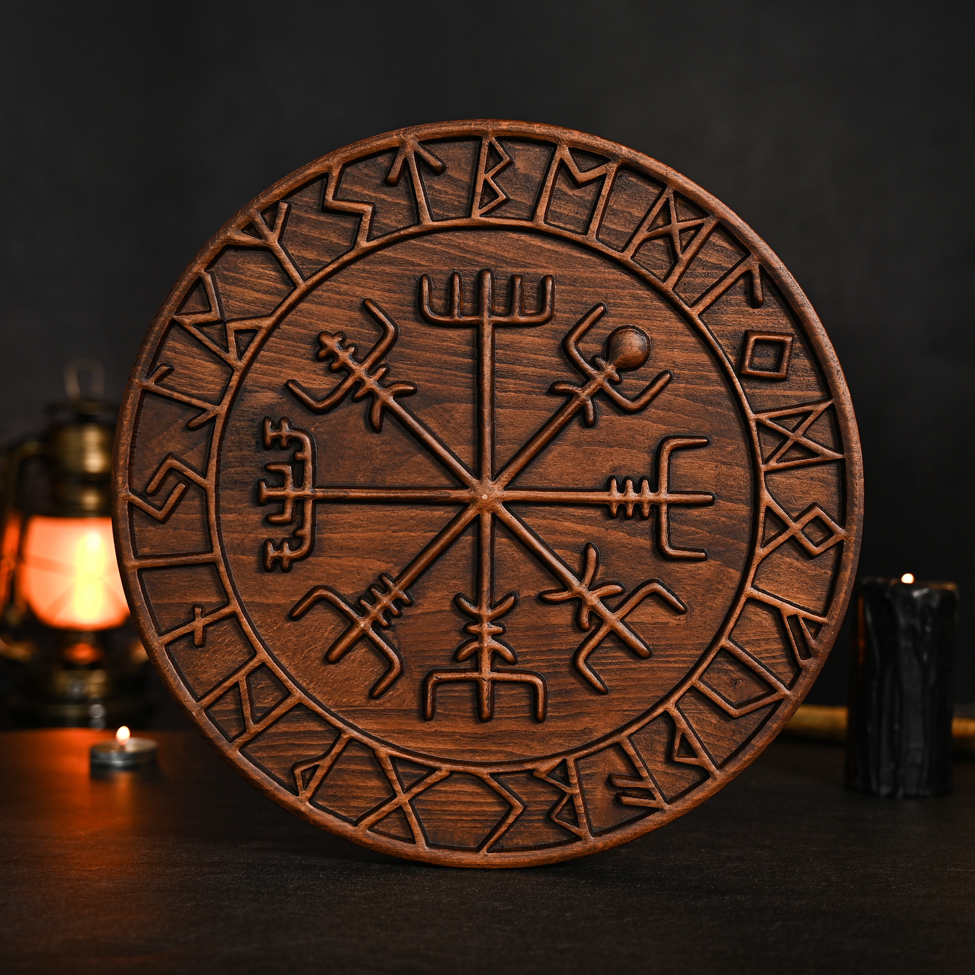 Scandinavian Viking Compass Wooden Wall Decoration
