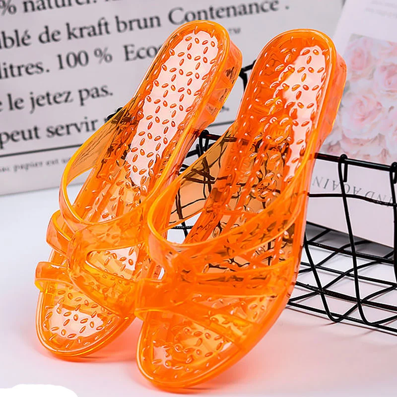 2021 Fashion Women Jelly Slippers Mom Casual Summer Shoes For Female Transparent Slippers Woman Beach Slides Footwear