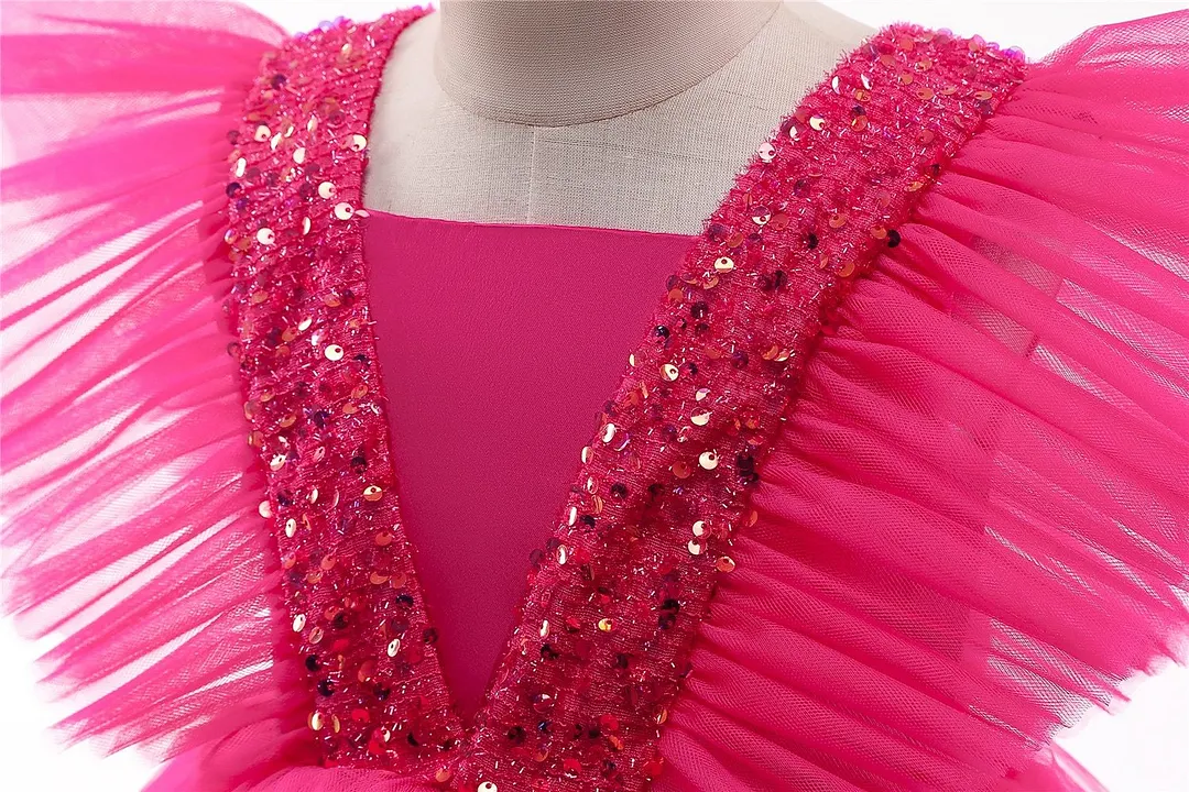 Summer Girl Dress Birthday Party Princess Dress Children Sequins Bow Pageant Gown Flower Girl Wedding  Formal Dresses