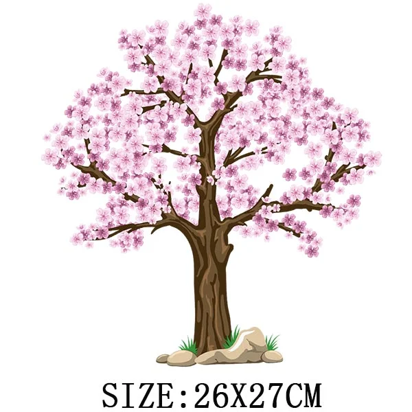 Beautiful Tree Thermal Stickers On T-shirt DIY Washable Iron On Transfer For Clothing Pretty Design On Woman Clothes Patch Decor