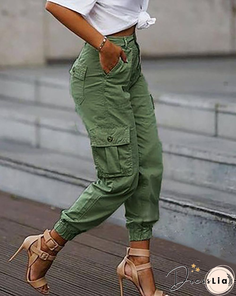 Plain Pockets Design Cargo Pants P14012