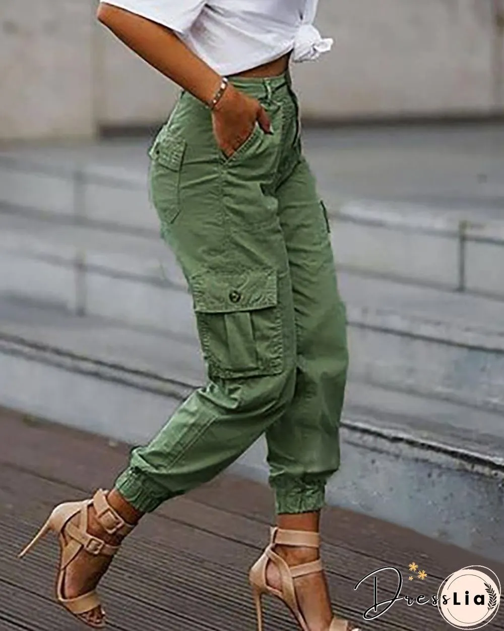 Plain Pockets Design Cargo Pants P14012