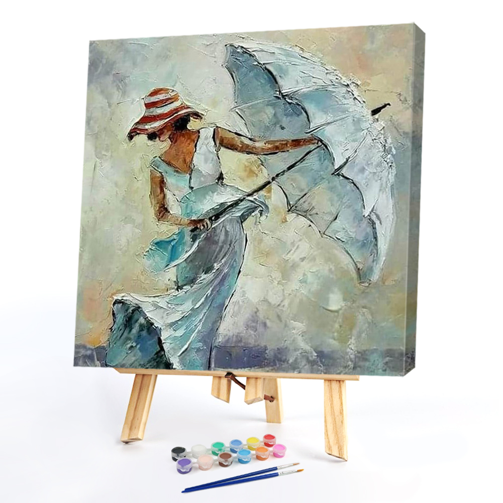 

40*40CM - Paint By Numbers - Girl With Umbrella, 501 Original