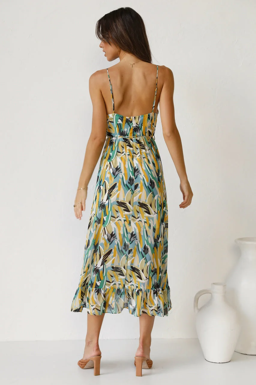 Uveng Summer Printed Ruffle Sleeveless Dress Dresses