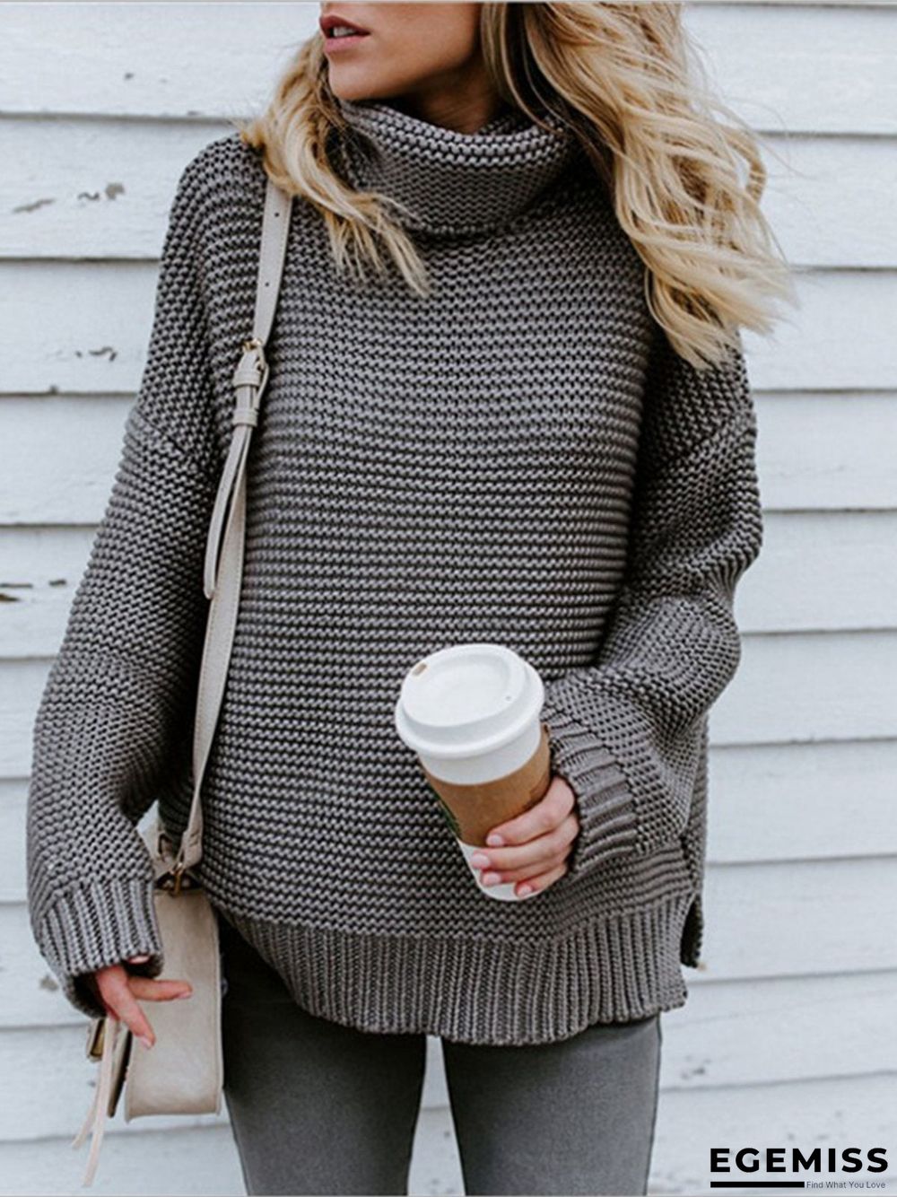 Long Sleeve Turtle Neck Casual Sweater | EGEMISS