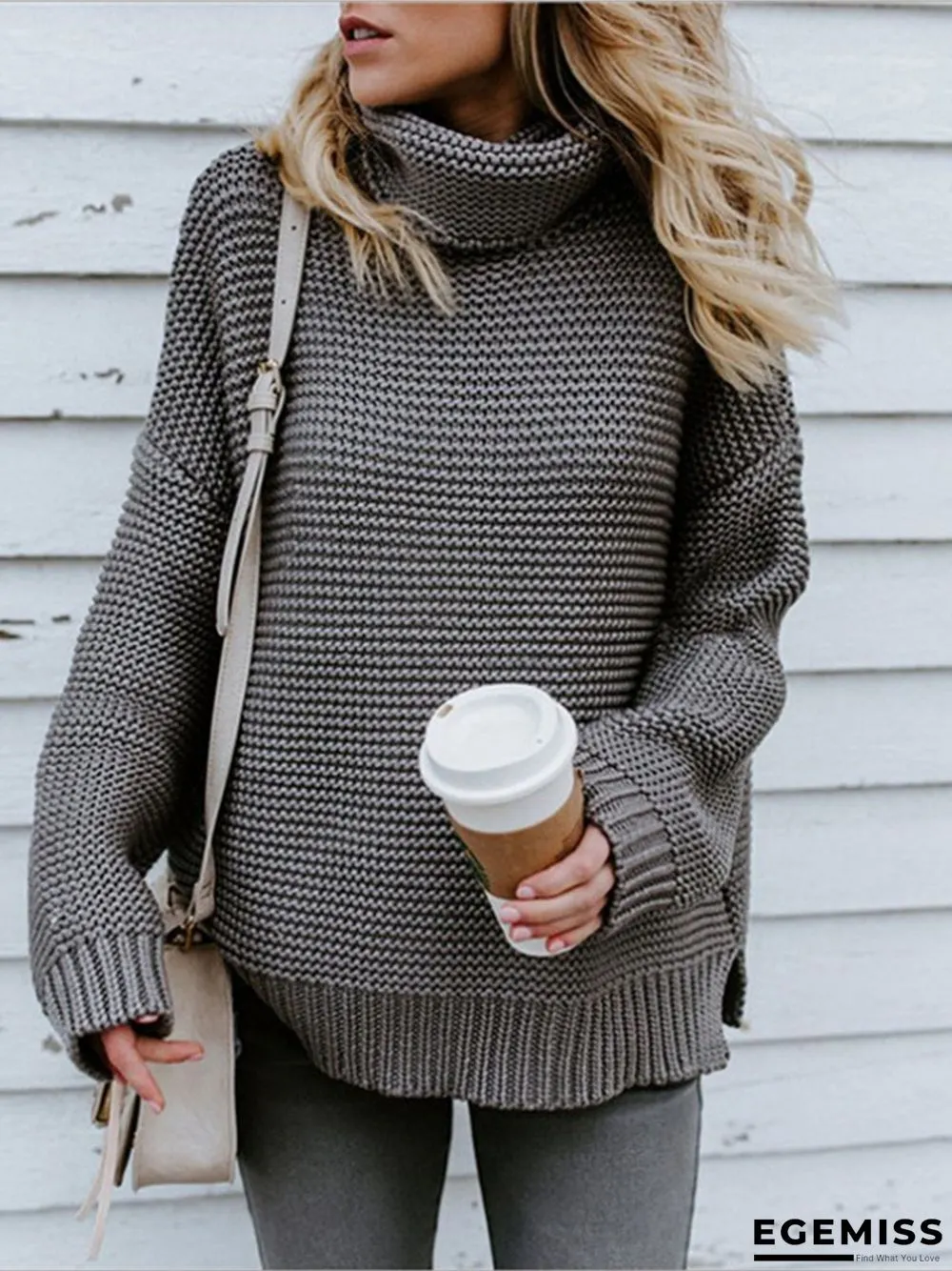 Long Sleeve Turtle Neck Casual Sweater | EGEMISS