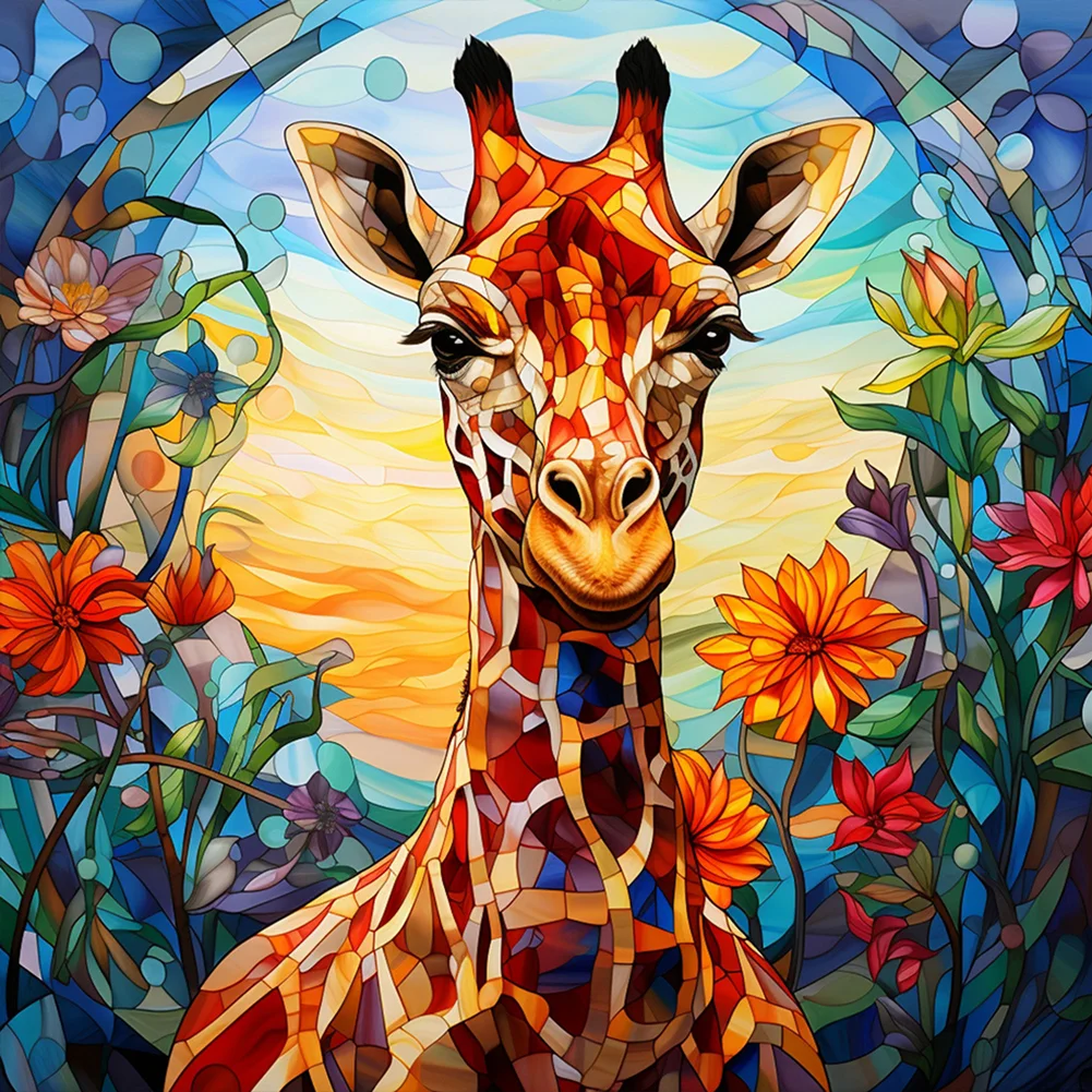 Full Round Diamond Painting - Stained Glass Giraffe(Canvas|40*40cm)